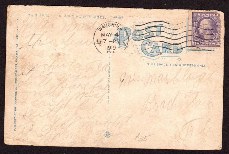 $Florida Machine Cancel Cover, Wauchula, 5/4/1919, earliest recorded impression