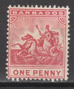 BARBADOS 1905 QV SEAHORSES 1D WMK MULTIPLE CROWN CA