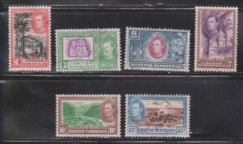 BRITISH HONDURAS Scott # 115//121 Used - KGVI Pictorials