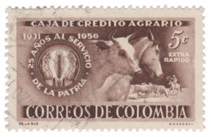 COLOMBIA YEAR 1957 AIRMAIL STAMP SCOTT # C292. USED. # 4