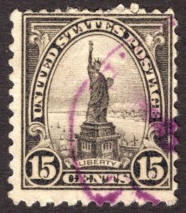 1931, US 15c, Statue of Liberty, Used, purple cancel, Sc 696