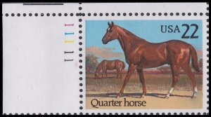 US 2155 American Horses Quarter Horse 22c plate single UL #11111 MNH 1985