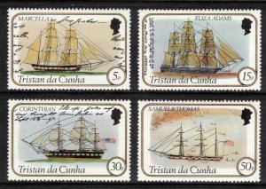 TRISTAN DA CUNHA 1982 Sailing Ships; Scott 306-09, SG 323-26; MNH