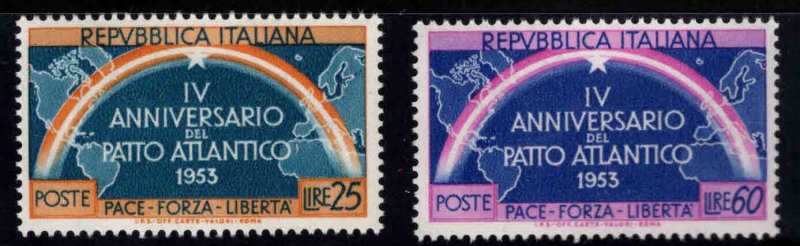 Italy Scott 637-638 MH* Continents Joined by Rainbow set