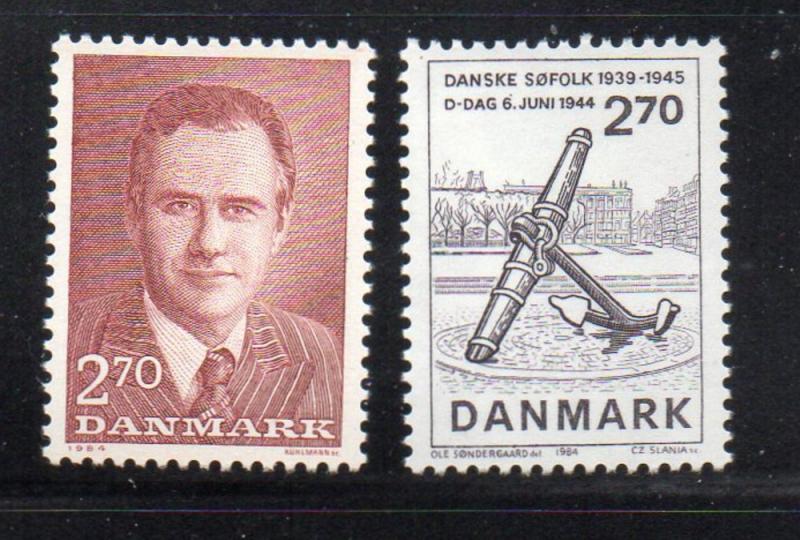 Denmark  Scott  757-8 1984 Prince Henrik & D-Day stamp set mint NH