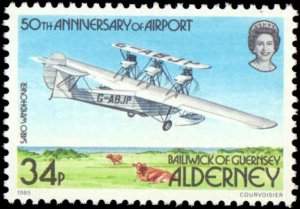 Great Britain Alderney #18-22, Complete Set(5), 1985, Airplanes, Helicopters,...