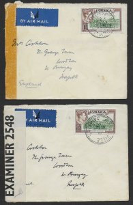 JAMAICA 1943 WWII Censor airmail covers both bearing - 17579
