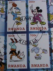 RWANDA STAMP-2010- DISNEY-CARTOON- OLYMPIC GAMES CTO S/S -VF SCOTT NOT LISTED