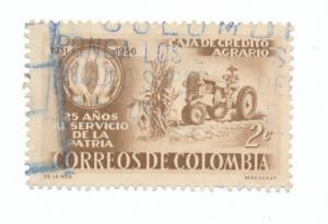 Colombia 1957 Scott 671 used - 2c, Agrarian Savings bank