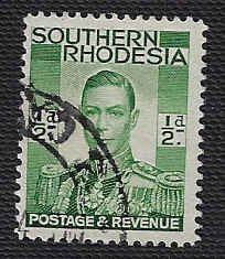 Southern Rhodesia #42 Used LH; 1/2p George VI (1937) (2)