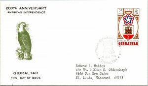 Gibraltar 1976 FDC - 200th Anniversary American Independence - F12498