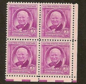 US 960 William Allen White 3c block 4 MNH 1948