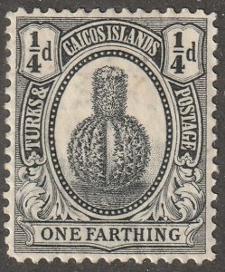 Turks & Caicos Islands, stamp, Scott#44,  mint,  hinged,  1 farthing,  #QT-44