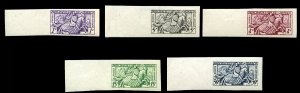 Monaco #283-287 (YT 371-375) Cat€67, 1951 Knight and Armor, imperf. set of ...