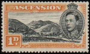 Ascension 41A - Mint-H - 1p Green Mountain (perf 13) (1942)