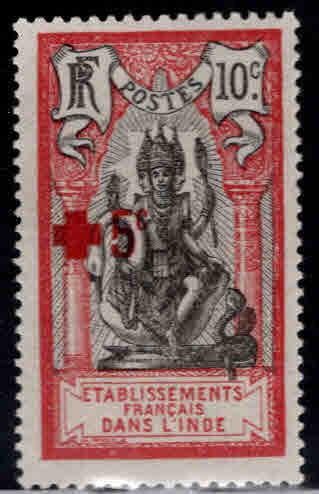 FRENCH INDIA  Scott B5 MH* Red Cross semi-postal 1916