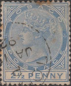 TOBAGO - 1883 - SG16 - 2-1/2d dull blue Wmk Crown CA, p.14 - F Used