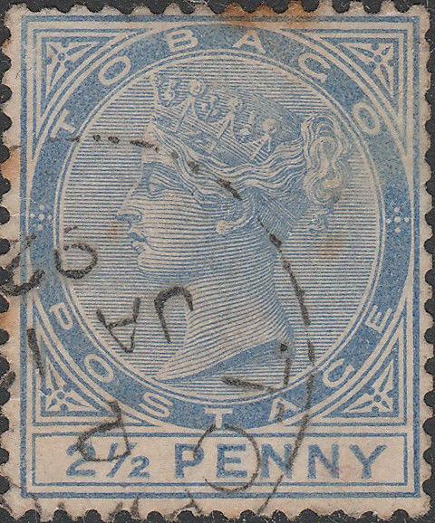 TOBAGO - 1883 - SG16 - 2-1/2d dull blue Wmk Crown CA, p.14 - F Used
