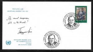 UN Vienna  67 Trygve Lie FDC Geneva Cachet