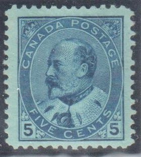 Canada #91var VF H OG C$350,00 - Printing variety in right 5