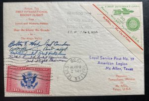 1936 Reynosa Tamps Mexico First Rocket Flight Mail cover To McAllen TX USA B