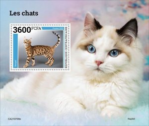 Central Africa - 2021 Cat Breeds, Bengal - Stamp Souvenir Sheet - CA210705b