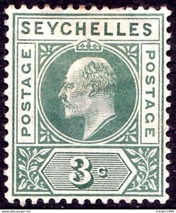 SEYCHELLES 1903 KEDVII 3 Cents Dull Green SG46 MH