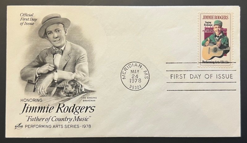 DAY　Rodgers　First　24　Stamp　(Fdc)　1978　Cover　Meridian　Music　Country　States,　United　HipStamp　Jimmie　MS　MAY　BX2