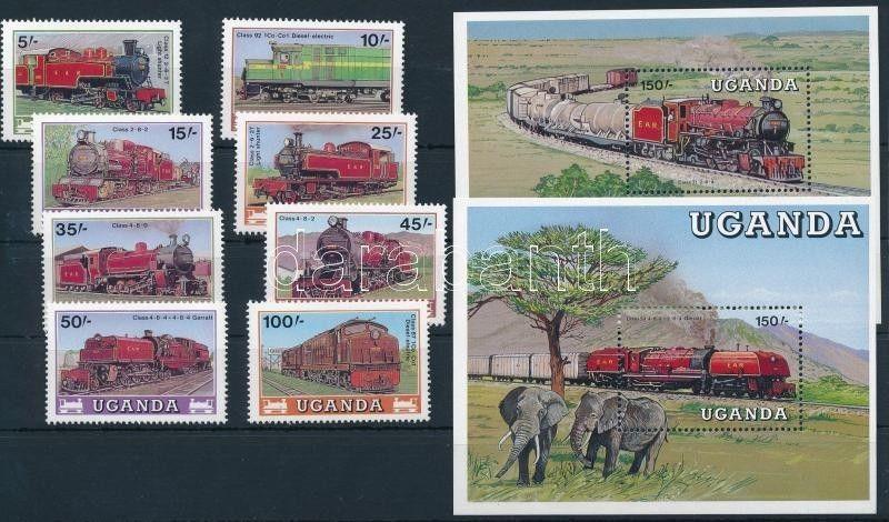 Uganda stamp Locomotives set + block set MNH 1988 Mi 569-576 + Mi 77-78 WS242031
