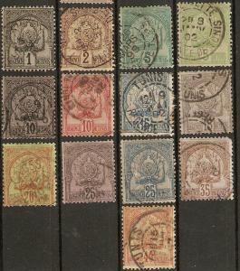 Tunisia 13 Different Used 1881-1902 SCV $16.05