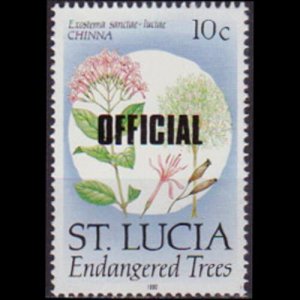 ST.LUCIA 1985 - Scott# O28 Endang.Tree Opt. 10c NH