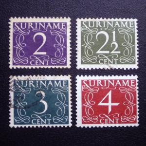 SURINAME DUTCH GUIANA 1948 STAMP. SCOTT # 213 - 16. USED.