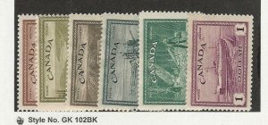 Canada, Postage Stamp, #268-273 Mint Hinged, 1946, JFZ