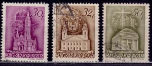 Hungary, 1939, Cathedrals, sc#546,47,49, used