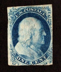 *KAPPYSSTAMPS JKESL-S-0035  # 7 $0.01 FRANKLIN USED LIGHT CANCEL/REMOVED NO GUM