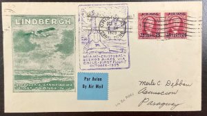 Canal Zone to Paraguay FAM/Lindberg Flight Roessler cachet Oct 8 1929