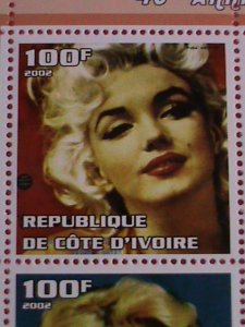 IVORY COAST STAMP-2002-SEXY MARILYN MONROE: -MNH STAMP SHEET -RARE