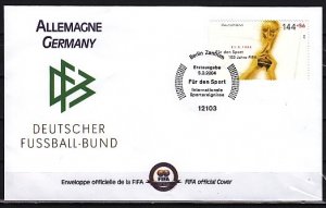 Germany, Scott cat. B935. FIFA-Soccer Anniversary issue. First day cover. ^.