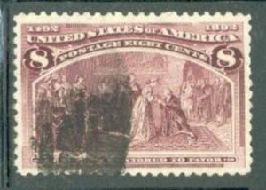 US Stamp #236 - Columbian - Columbus Restored to Favor