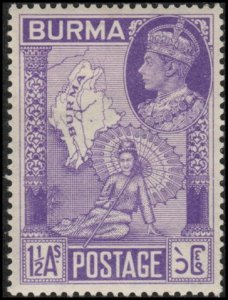 Burma 67 - Mint-H - 1 1/2a Burmese Woman / Map (1946) (cv $0.45)