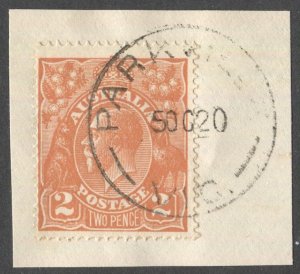 AUSTRALIA 1920 2d orange KGV, Sc 27, SG 62, Used, PARKVILLE, VIC 1920 cancel