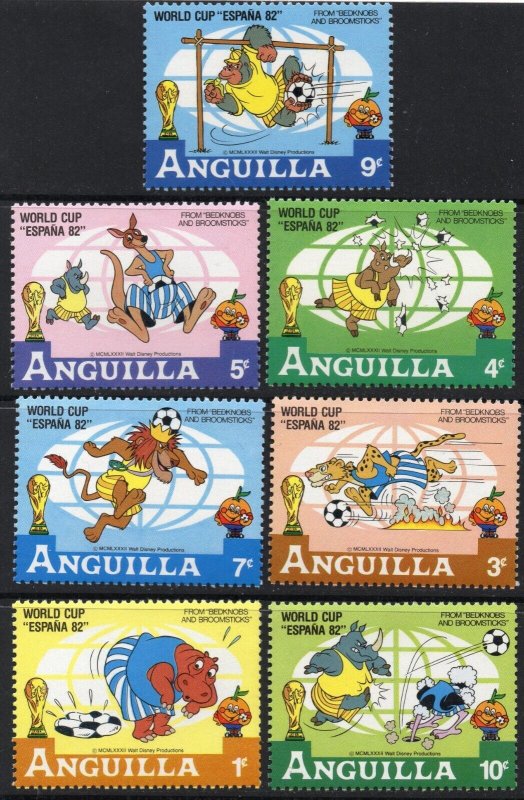 Thematic Stamps Others - ANGUILLA 1982 FOOTBALL W.C.Disney short 7 val mint