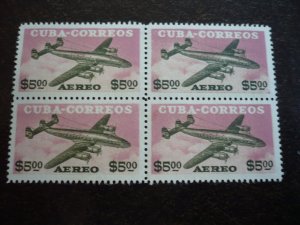 Stamps - Cuba -Scott# C120-C121 - Mint Hinged Set of 2 Air Mail Stamps in Blocks