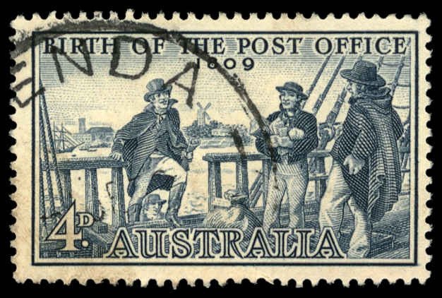 AUSTRALIA Sc 332 USED - 1959 4p -  Birth of Post Office - Postmaster I. Nichols