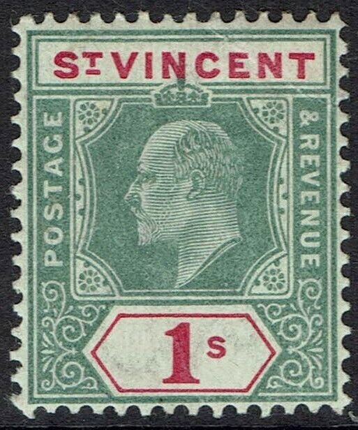 ST VINCENT 1902 KEVII 1/- WMK CROWN CA