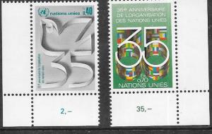 UN-Geneva  #93-94  (MNH) UN 35th Anniversary plate#'s CV $1.00