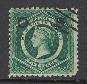 New South Wales SG O29b used. 1882 5p blue green Diadem, perf 10x11 