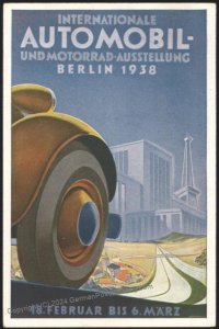 Germany 1938 Berlin Auto and Motorcycle Show Color Advertising PPC USED 108290