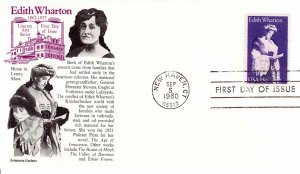 USA 1980 FDC Sc 1832 Edith Wharton Aristocrat Cachet New Haven CT