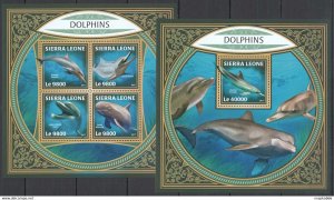 2017 Sierra Leone Dolphins Marine Life Fauna #9200-3+Bl1369 ** Fd0013